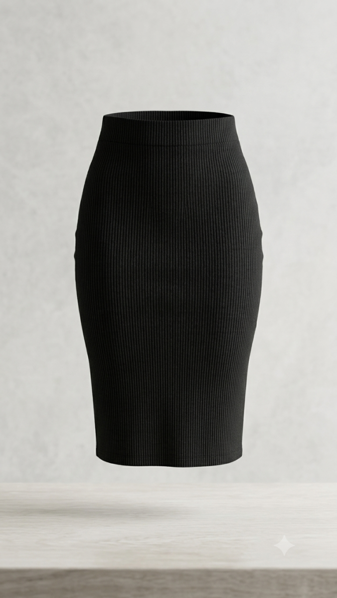 Ribbed Knit Pencil Skirt